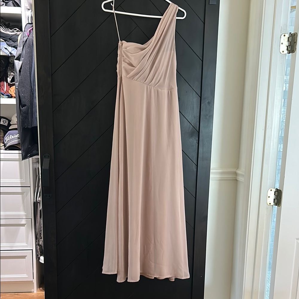 Birdy Grey Pink Asymmetrical One Shoulder Gown- altered for 5’4